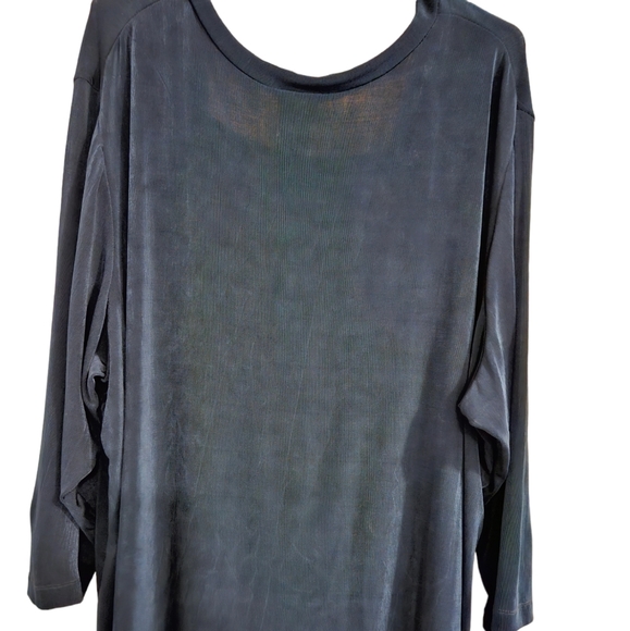 Citiknits 3x dark teal stretchy knit top. - Picture 2 of 6